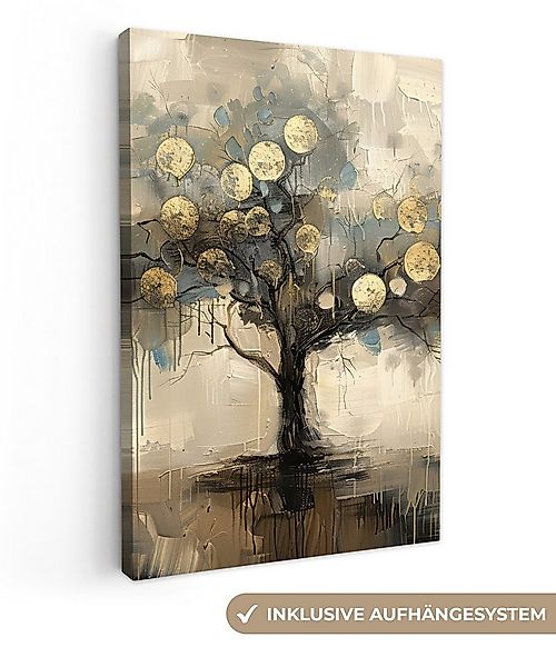 OneMillionCanvasses® Leinwandbild Beige - Abstrakt - Baum - Gold, Fotodruck günstig online kaufen