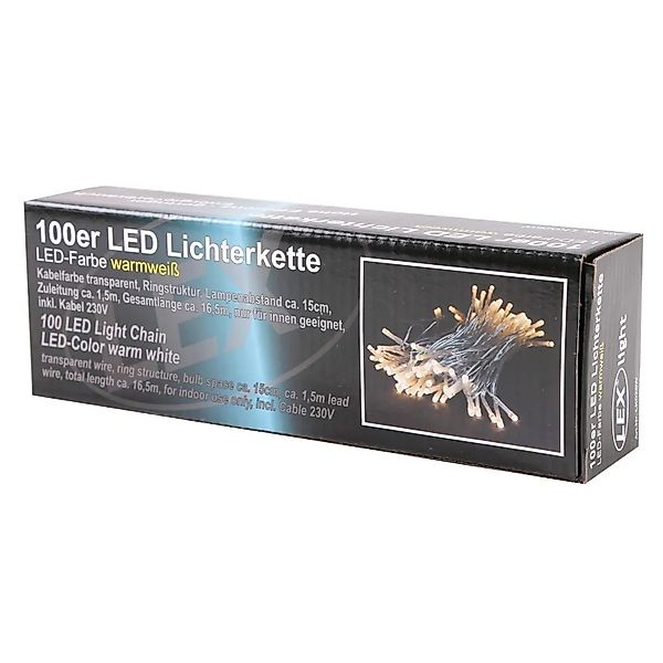 Lex 100er LED Lichterkette Transp. Kabel Innen Partylichterkette Beleuchtun günstig online kaufen