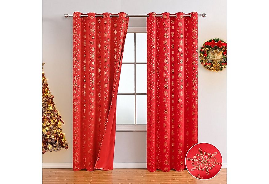 Sunicol Scheibengardine Weihnachten Fenster Vorhang, Verdunkelung, Goldpräg günstig online kaufen