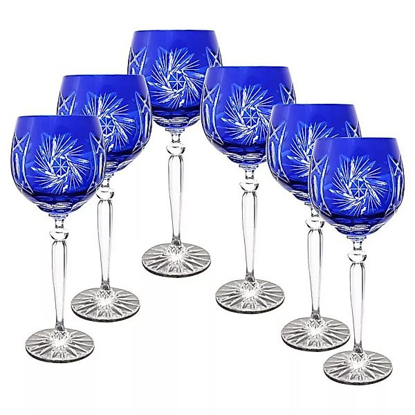 Weinglas blau Schleuderstern 6er Set (300ml) günstig online kaufen