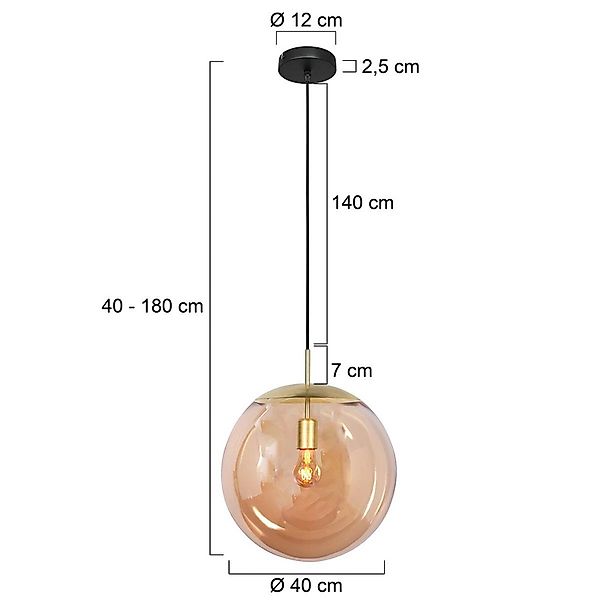 Hängeleuchte Bollique, messing, Ø 40 cm, Glas, 1-fl., Kugel günstig online kaufen
