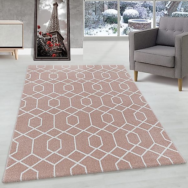 Carpettex Frisé-Teppich Geometrisch Design, Rechteckig, Höhe: günstig online kaufen
