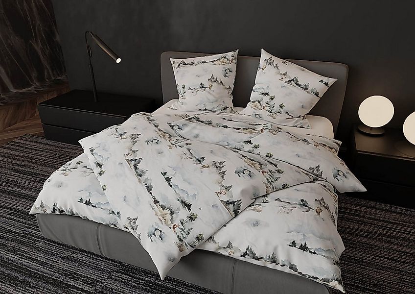 BETTWAESCHE-MIT-STIL Bettwäsche Mako Satin Bettwäsche Winter Wald, Mako-Sat günstig online kaufen