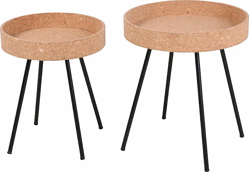 Home affaire Beistelltisch Set, 2 Stk. tlg. Tischplatten aus Kork günstig online kaufen