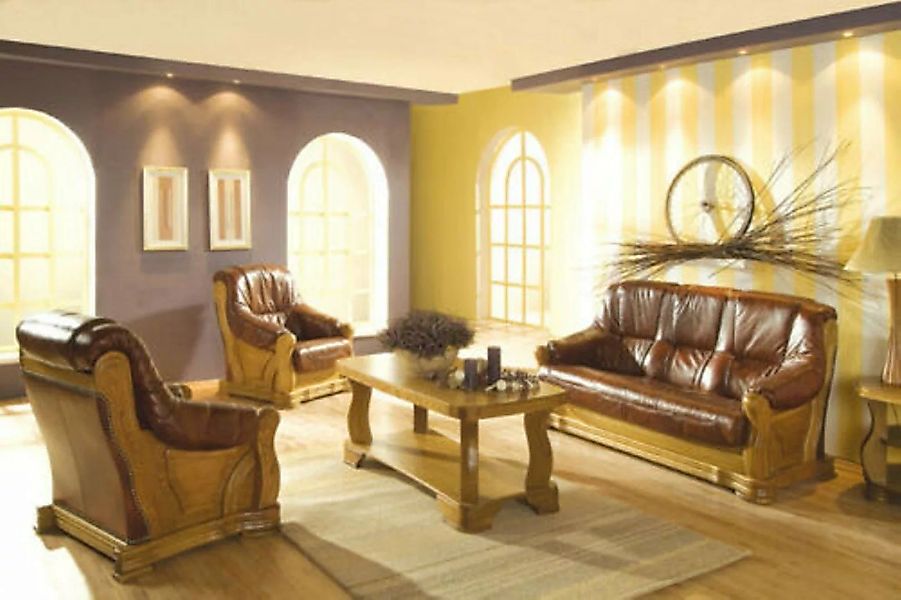 JVmoebel Sofa Antik Stil Ledersofa Couch Sofagarnitur 3+1+1 Sitzer, Made in günstig online kaufen