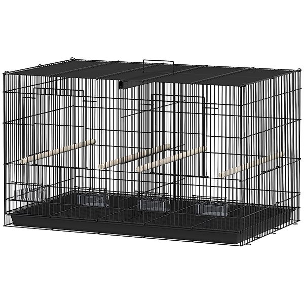 PawHut Vogelkäfig Vogelvoliere aus Stahl innen mit Separator, 4 Holzsitzsta günstig online kaufen