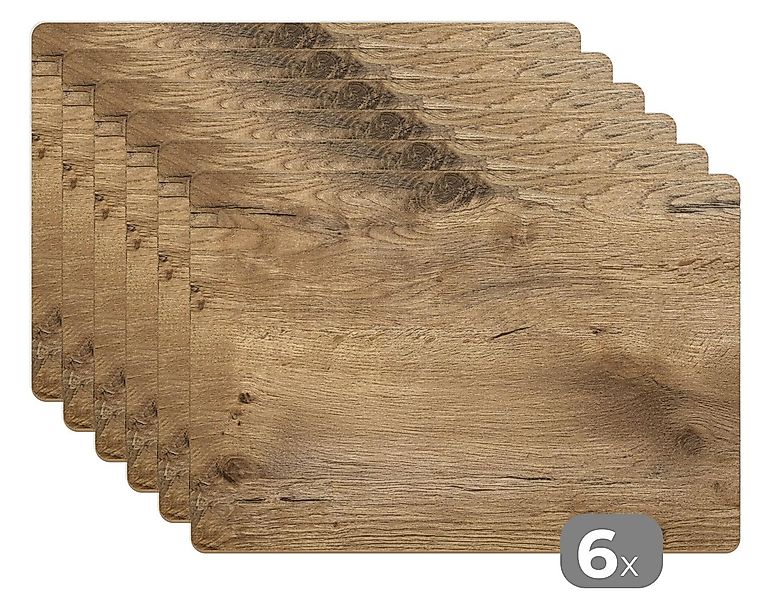 MuchoWow Platzset Holz - Braun - Holzoptik/print, (6-St), Platzsets, Tischs günstig online kaufen