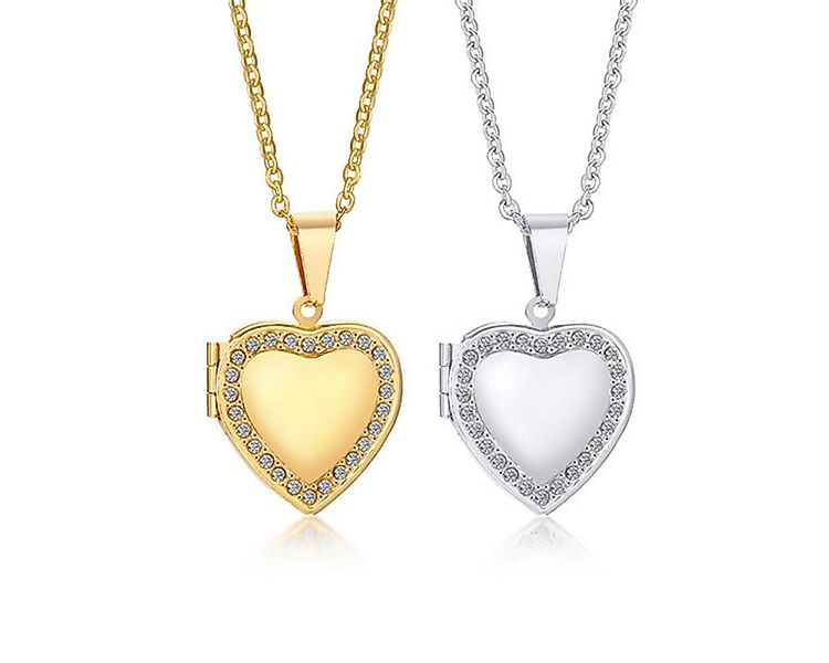 Order & Smile Schmuck Herzkette Medaillon mit Foto: Herz Kette aus Edelstah günstig online kaufen
