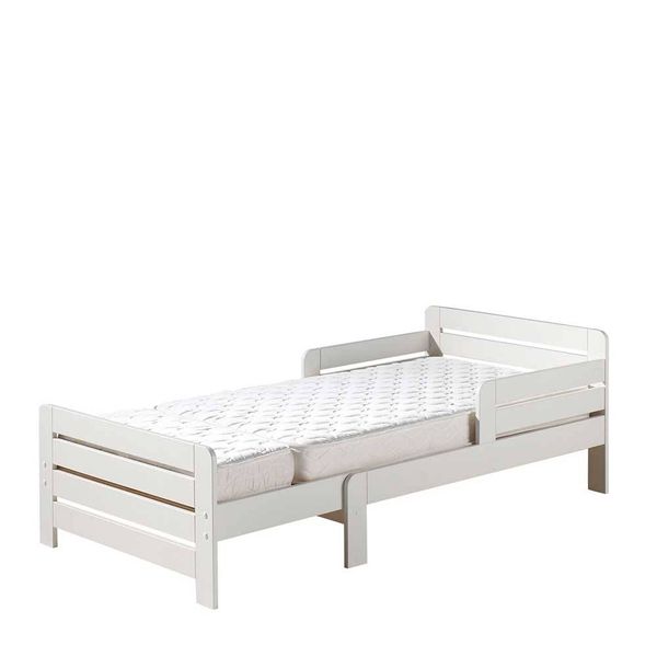 Holzkinderbett ausziehbar in Weiß 100 cm breit - 65 cm hoch günstig online kaufen