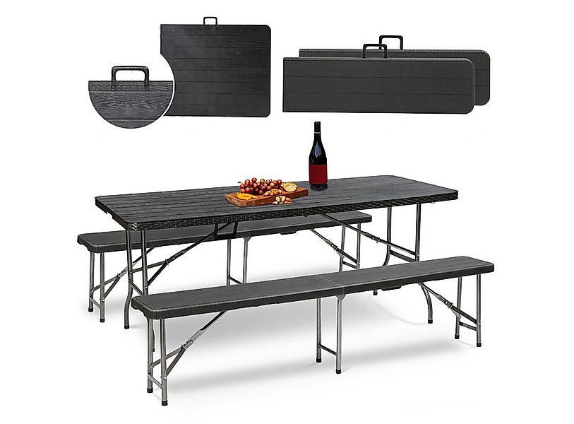 Sekey Bierzeltgarnitur 3-teilig Bierzeltgarnitur Klappbar Tragegriff 180cm günstig online kaufen