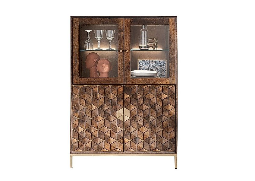 Main Möbel Highboard II 99x139cm "Assuan" Mango & Metall goldfarbig günstig online kaufen