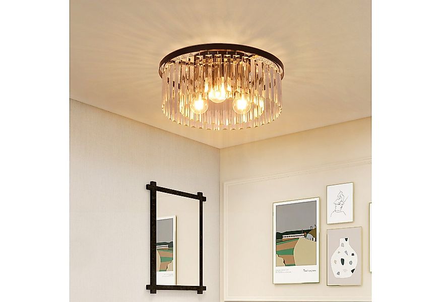 Nettlife Deckenleuchte Kristall Schwarz Deckenlampe Schlafzimmer E27/G9 Mod günstig online kaufen