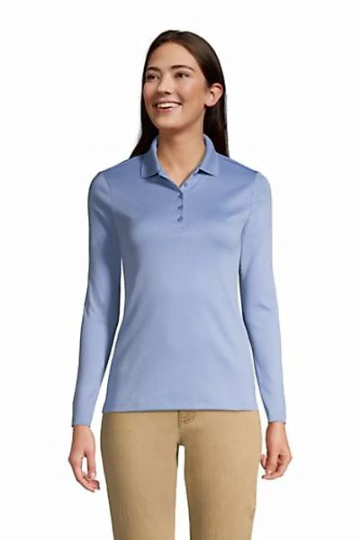 Supima-Poloshirt mit langen Ärmeln in Petite-Größe, Damen, Größe: L Petite, günstig online kaufen