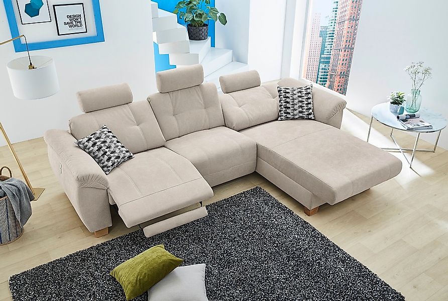 Jockenhöfer Gruppe Ecksofa "Savona L-Form, B: 299 cm" mit elektr. Relaxfunk günstig online kaufen