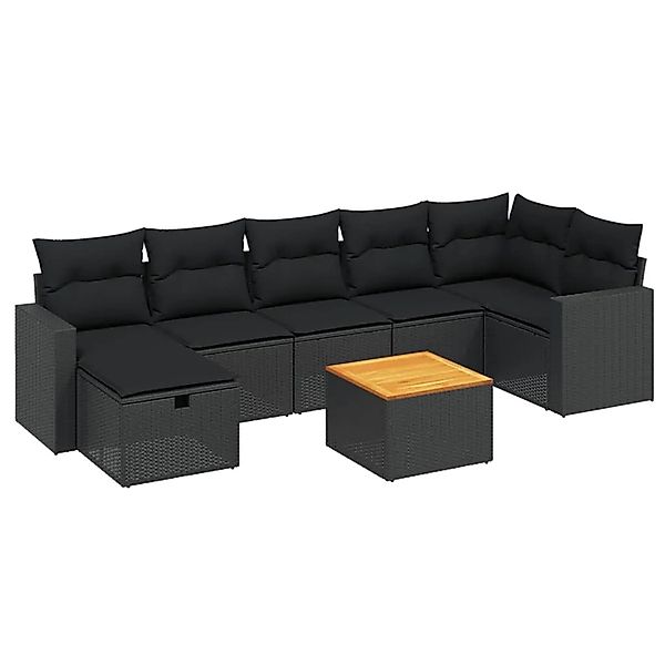 vidaXL 8-Tlg Garten-Sofagarnitur mit Kissen Schwarz Poly Rattan 3264842 günstig online kaufen