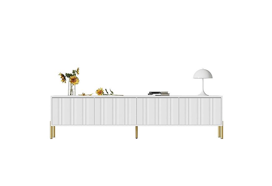 Merax Lowboard mit goldenen Beinen und gerilltem Tür, TV-Schrank mit Trennw günstig online kaufen