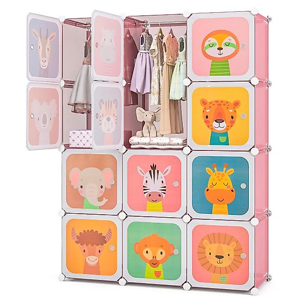 KOMFOTTEU Kleiderständer, Kleiderschrank Kinderregal mit Türen günstig online kaufen