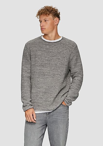 QS Strickpullover Melierter Strickpullover mit Layering-Detail günstig online kaufen