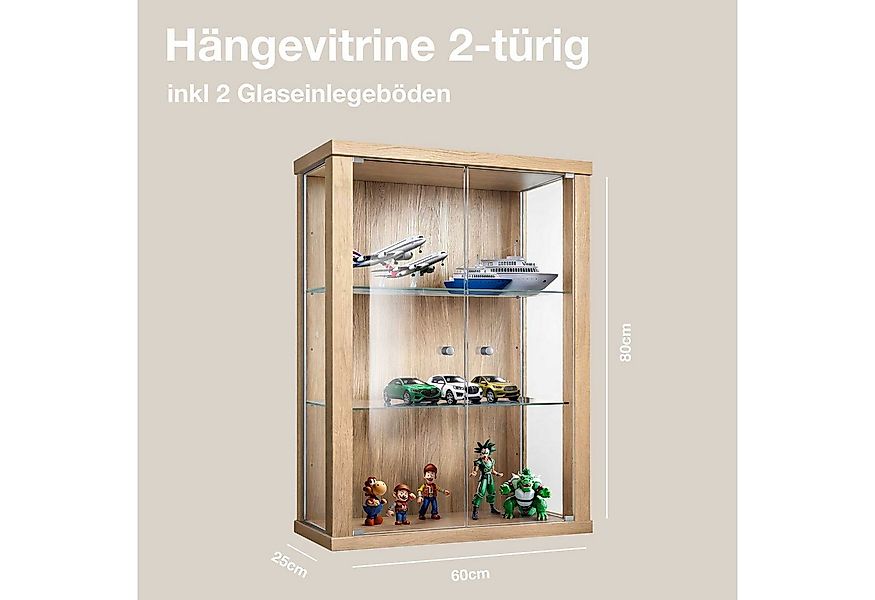 K-Möbel Hängevitrine C1012 (Glasvitrine (80x60x25 cm) mit 2 Glastüren) Glas günstig online kaufen