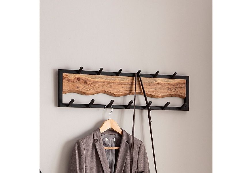 FINEBUY Wandgarderobe FB95800 Hakenleiste Massivholz 80 cm Garderobe Flur M günstig online kaufen