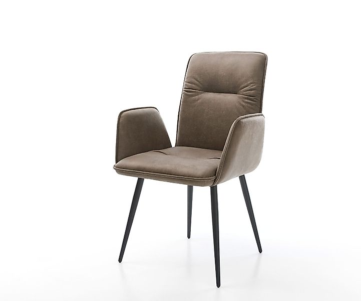 Esszimmerstuhl Vinja-Flex Mikrofaser Taupe Vintage 4-Fuß konisch Schwarz günstig online kaufen
