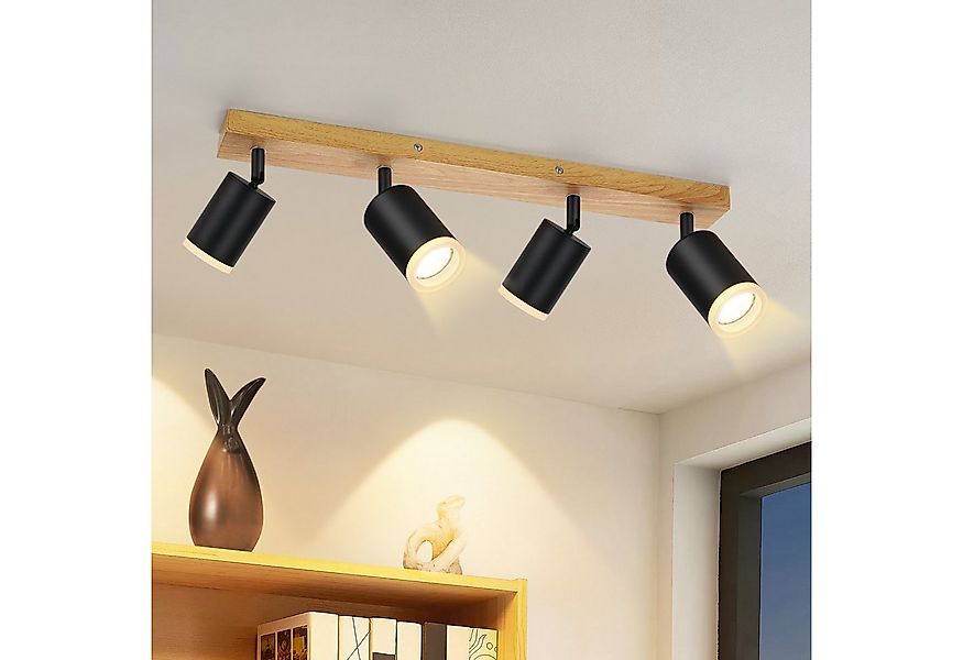 ZMH LED Deckenstrahler 2/3/4 Flammig GU10 Holz-Acryl Deckenleuchte 350° Dre günstig online kaufen