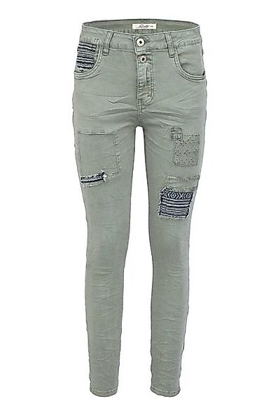 Jewelly Regular-fit-Jeans Stretch Boyfriend Jeans - Patches Aufnäher - günstig online kaufen