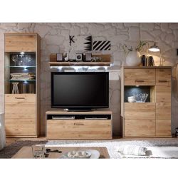 Schrankwand in Asteiche Bianco furniert Landhausstil (vierteilig) günstig online kaufen