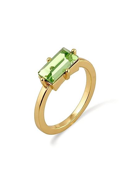 Elli Fingerring Solitär Glas Kristalle Grün Goldfarben günstig online kaufen