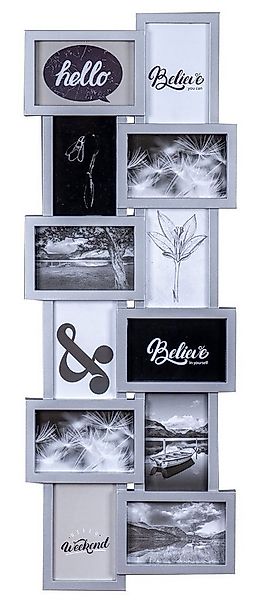 Levandeo® Bilderrahmen Collage, Bilderrahmen silber für 12 Fotos 3D Optik G günstig online kaufen