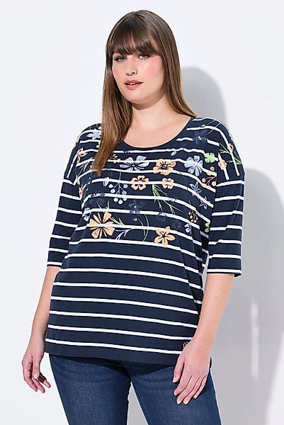 Ulla Popken T-Shirt T-Shirt Ringel Blüten günstig online kaufen