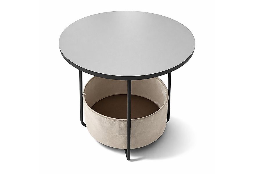 relaxdays Beistelltisch Runder Beistelltisch mit Korb, Grau-Cremeweiß günstig online kaufen