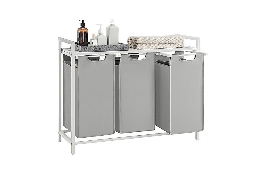 VASAGLE Wäschekorb, 3 Fächer, mit Ablage, ausziehbar und abnehmbar, 3 x 38 günstig online kaufen