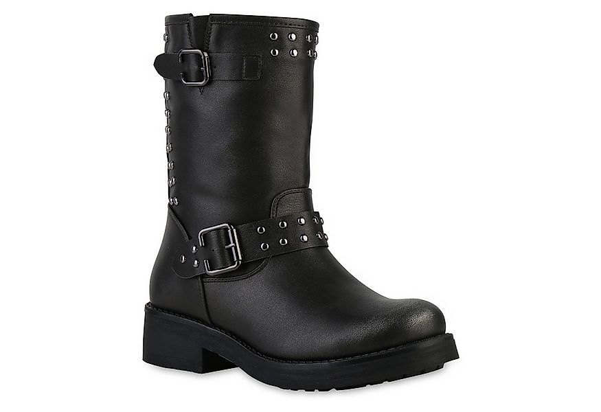 VAN HILL 841447 Stiefel Damen Leicht Gefüttert Bikerstiefel Stiefel Nieten günstig online kaufen