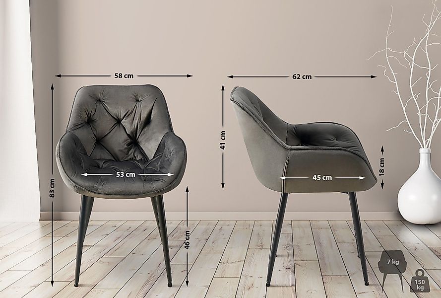 CLP Esszimmerstuhl Tanna Samt (2er Set), günstig online kaufen