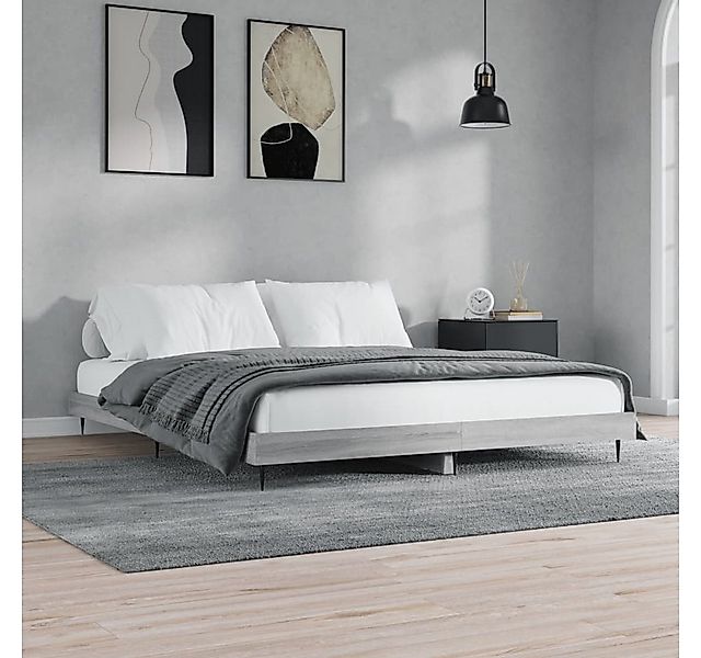 furnicato Bettgestell ohne Matratze Grau Sonoma 160x200 cm Holzwerkstoff (1 günstig online kaufen