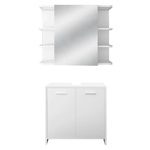 ML-Design Badmöbel-Set 2-Teilig Waschtisch mit Unterschrank Spiegelschrank günstig online kaufen