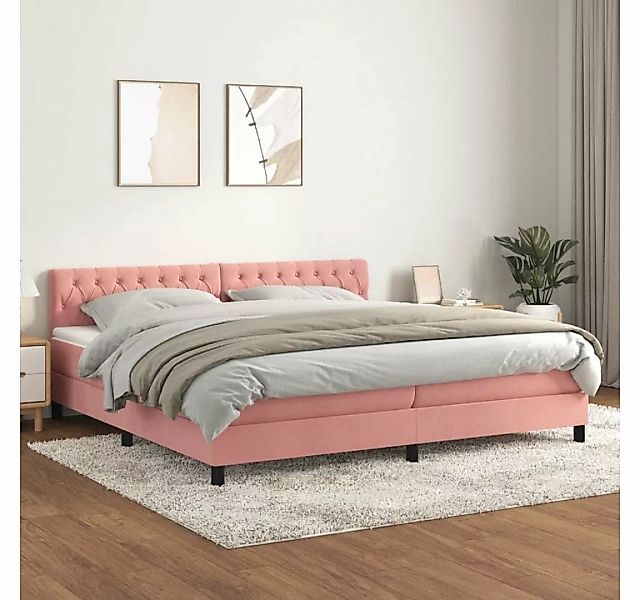 furnicato Bett Boxspringbett mit Matratze Rosa 200x200 cm Samt günstig online kaufen