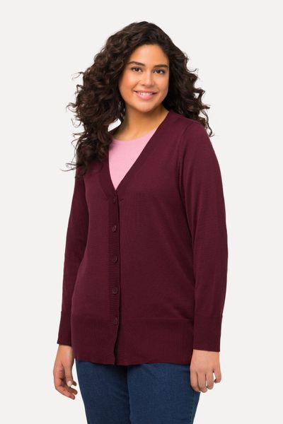 Ulla Popken Strickjacke Strickjacke V-Ausschnitt Knopfleiste günstig online kaufen