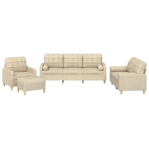 vidaXL 4-Tlg Sofagarnitur mit Kissen Creme Stoff 3201268 günstig online kaufen
