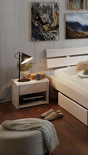 Relita Nachtkonsole "Bellmund", aus Fichte white wash mit natürlicher Holzm günstig online kaufen