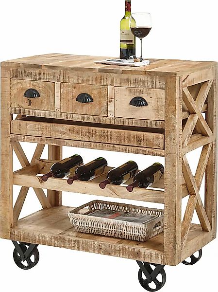 Stolkom Bartisch "Ferdi", Massivholz, Barwagen rollbar inkl. Tablett günstig online kaufen