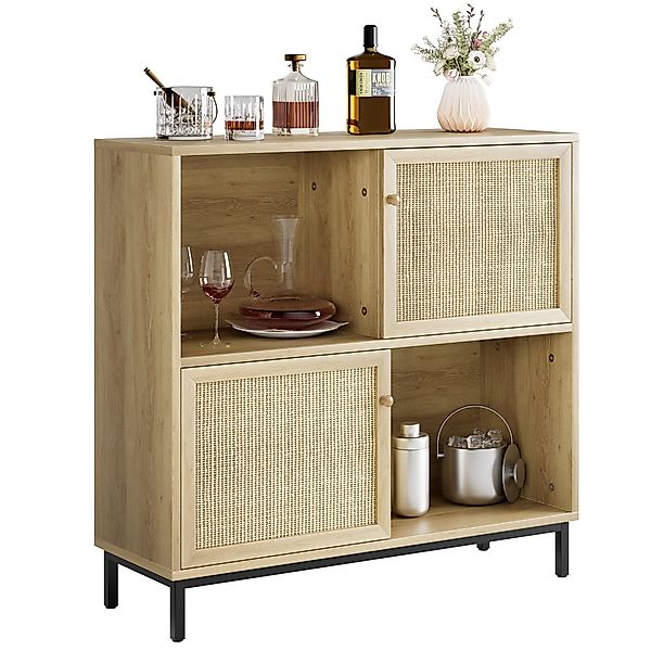 GarveeMore Beistellschrank Buffetschrank mit Stauraum, Rattan-Sideboard, günstig online kaufen