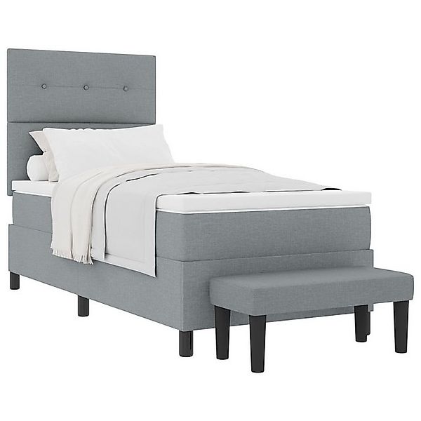 vidaXL Bett Boxspringbett mit Matratze & Bank Hellgrau 90x190 cm Stoff (2-t günstig online kaufen