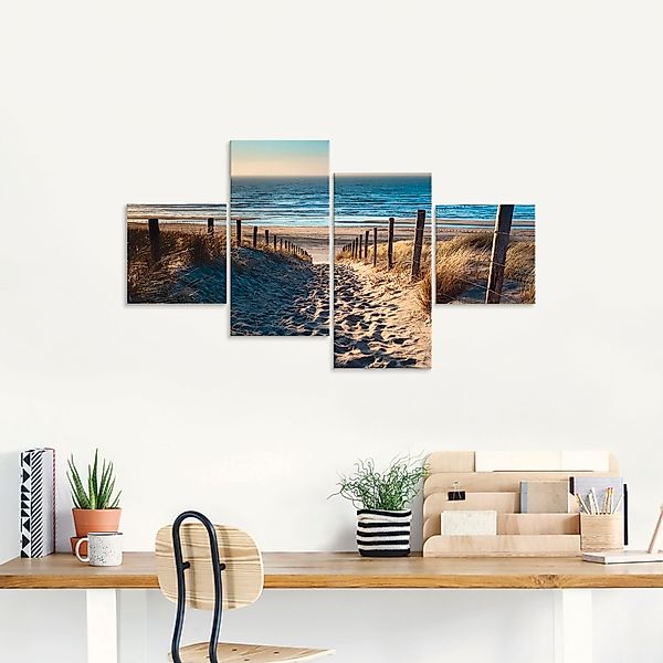 Artland Glasbild »Weg zum Nordseestrand Sonnenuntergang«, Strand, (4 St.), günstig online kaufen