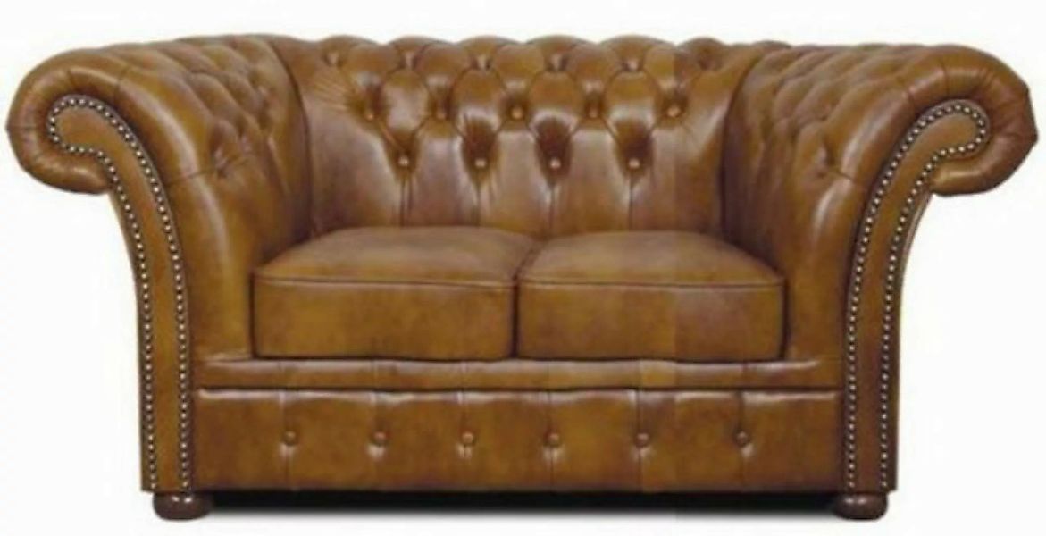 Casa Padrino Chesterfield-Sofa Chesterfield Echtleder 2er Sofa Braun 170 x günstig online kaufen