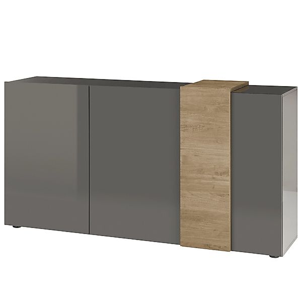 expendio Sideboard Pasko 3 Dunkelgrau Hochglanz 181x94x44 cm günstig online kaufen