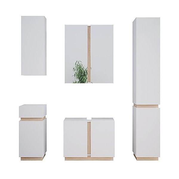 Vicco Badmöbel-Set Gloria, Weiß/Sonoma, 5 Teile, günstig online kaufen