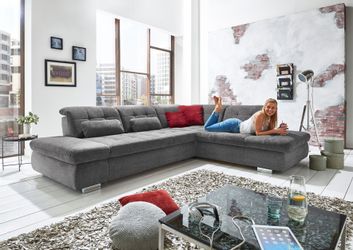 Die PlanBar Ecksofa "MP-IN17004 L-Form" wahlweise mit Bettfunktion, Sitztie günstig online kaufen
