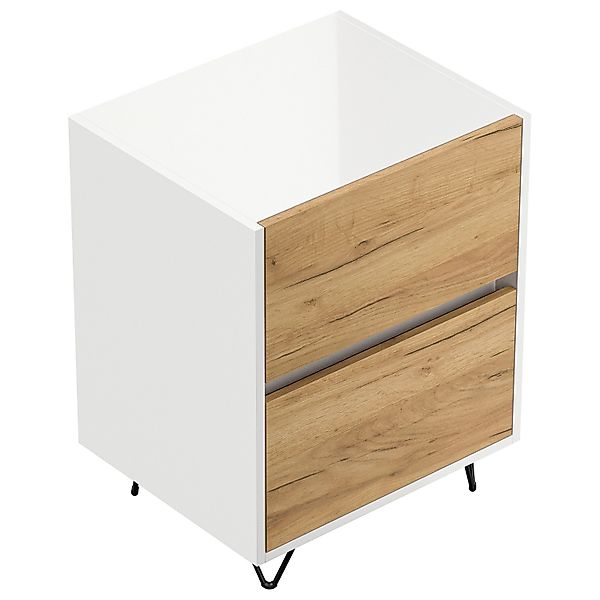 Posseik Nachttisch Industrial A 2 Schubladen 50 cm Weiß Eiche Front günstig online kaufen